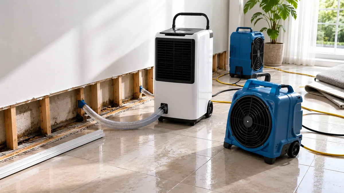 Luftentfeuchter und Bautrockner zur Trocknung eines Wasserschadens